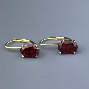 Vintage Oval Garnet 14K Gold Earrings - Boylerpf