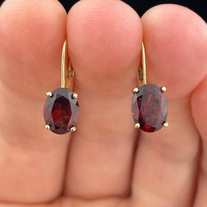 Vintage Oval Garnet 14K Gold Earrings - Boylerpf