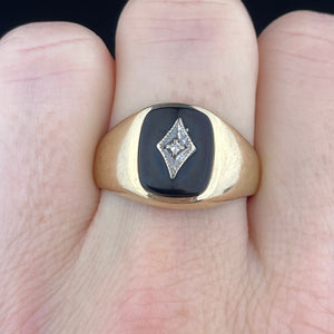 Vintage Art Deco Style Onyx Diamond Mens Ring, Sz 11 3/4 - Boylerpf