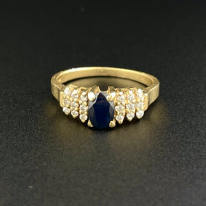 Vintage 14K Gold Diamond Sapphire Engagement Ring, Sz 5 1/2 - Boylerpf