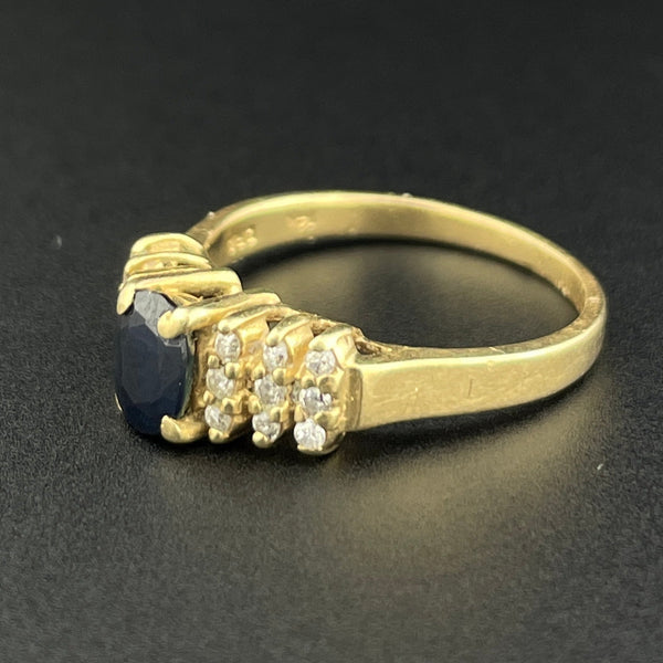 Vintage 14K Gold Diamond Sapphire Engagement Ring, Sz 5 1/2 - Boylerpf
