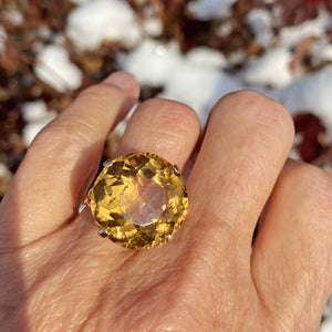 Retro 20 Carat Citrine Ring in 14K Gold - Boylerpf