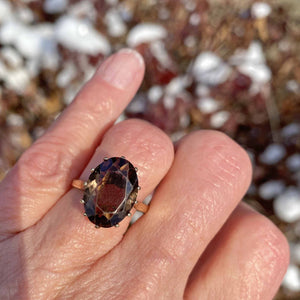 Vintage Oval Smoky Quartz Ring in Gold - Boylerpf