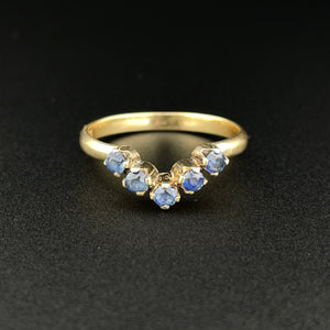 Vintage 14K Gold Sapphire Chevron Ring, Sz 7 - Boylerpf