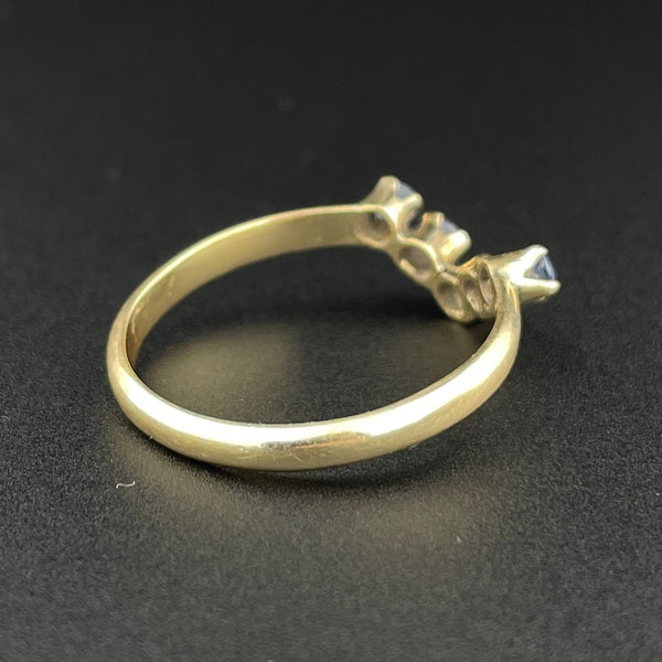 Vintage 14K Gold Sapphire Chevron Ring, Sz 7 - Boylerpf