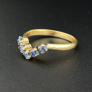 Vintage 14K Gold Sapphire Chevron Ring, Sz 7 - Boylerpf