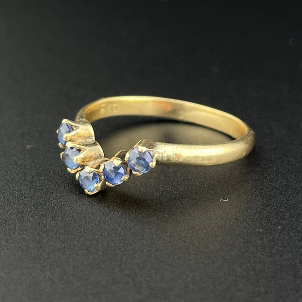 Vintage 14K Gold Sapphire Chevron Ring, Sz 7 - Boylerpf