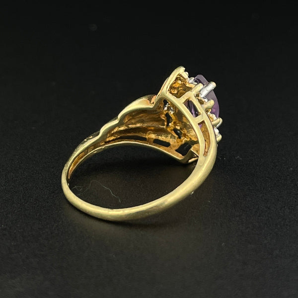 Vintage 10K Gold Amethyst Diamond Halo Ring, Sz 4 3/4 - Boylerpf