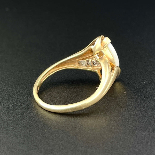 Vintage 10K Gold Marquise Opal Diamond Ring, Sz 6 1/4 - Boylerpf