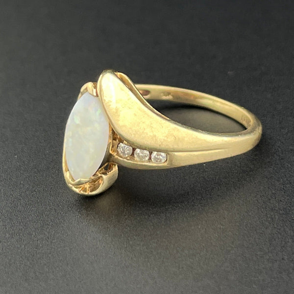 Vintage 10K Gold Marquise Opal Diamond Ring, Sz 6 1/4 – Boylerpf