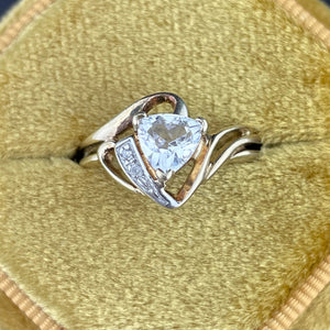 Vintage 10K Gold Trillion Cut Topaz Solitaire Ring, Sz 6 3/4 - Boylerpf