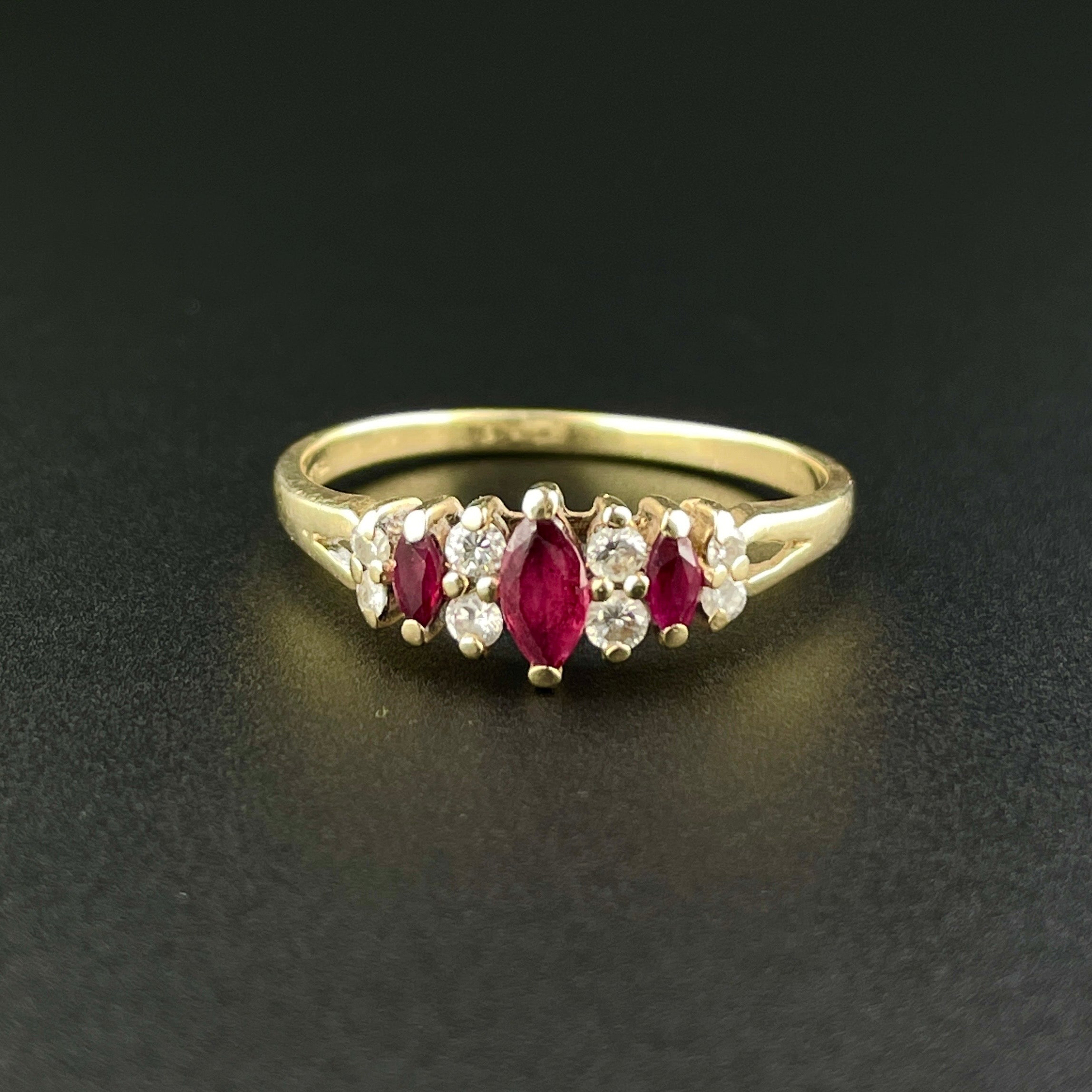 Vintage 14K Gold Diamond Ruby Ring, Sz 9 3/4 – Boylerpf