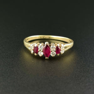 Vintage 14K Gold Diamond Ruby Ring, Sz 9 3/4 - Boylerpf