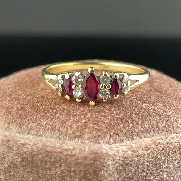 Vintage 14K Gold Diamond Ruby Ring, Sz 9 3/4 - Boylerpf