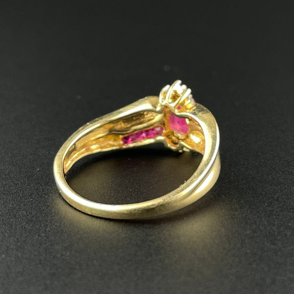 Vintage 10K Gold Diamond Ruby Wide Band Ring, Sz 5 1/2 - Boylerpf