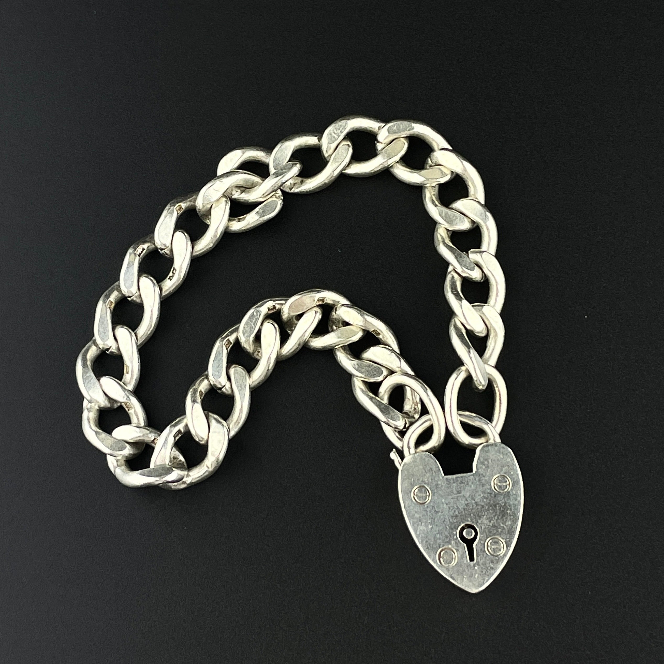 Sterling silver heart padlock clasp deals