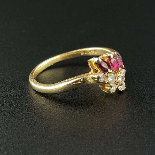 Vintage 14K Gold Pink Spinel Diamond Ring - Boylerpf