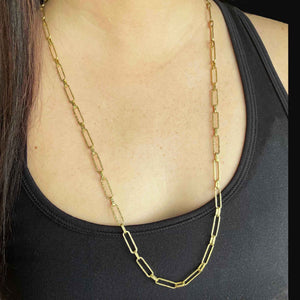 ON HOLD Solid 18K Gold Textured Paper Clip Chain Necklace - Boylerpf