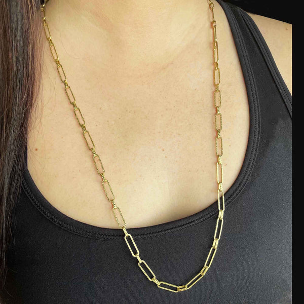 Shop Oslo Mini Paper Clip Chain Necklace in 18K Gold Online