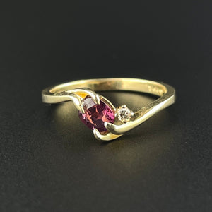 Vintage 14K Gold Pink Spinel Diamond Engagement Band Ring, Sz 6 - Boylerpf