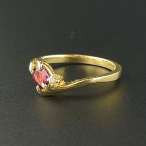 Vintage 14K Gold Pink Spinel Diamond Engagement Band Ring, Sz 6 - Boylerpf