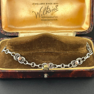 Edwardian French Silver Rose Gold Fancy Link Chain Bracelet - Boylerpf