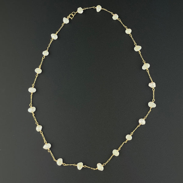 Vintage 14K Gold Tin Cup Baroque Pearl Necklace - Boylerpf