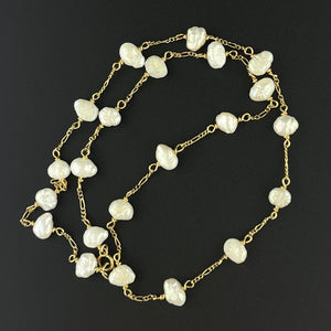 Vintage 14K Gold Tin Cup Baroque Pearl Necklace - Boylerpf