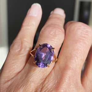 High Profile 6 Carat Amethyst Ring in Gold - Boylerpf