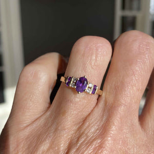 Vintage Diamond and Amethyst Ring in 14K Gold - Boylerpf