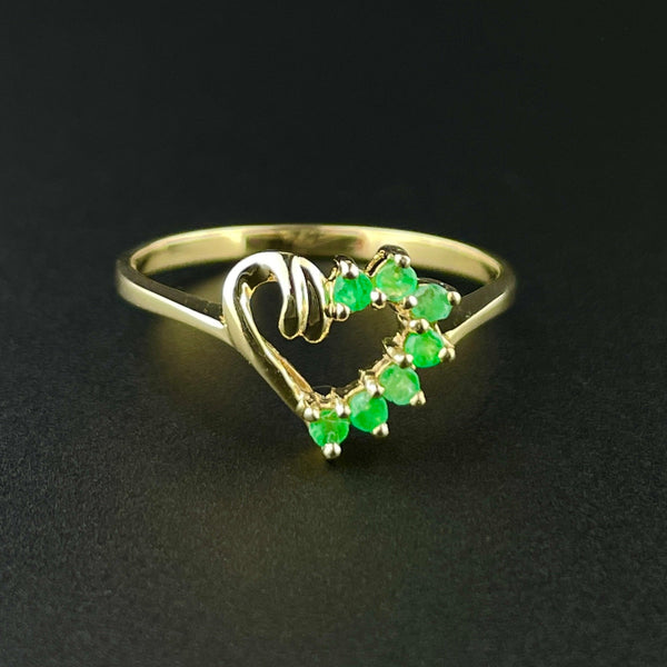 Vintage 10K Gold Emerald Heart Sweetheart Ring, Sz 7.5 - Boylerpf