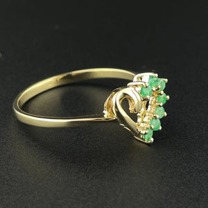 Vintage 10K Gold Emerald Heart Sweetheart Ring, Sz 7.5 - Boylerpf