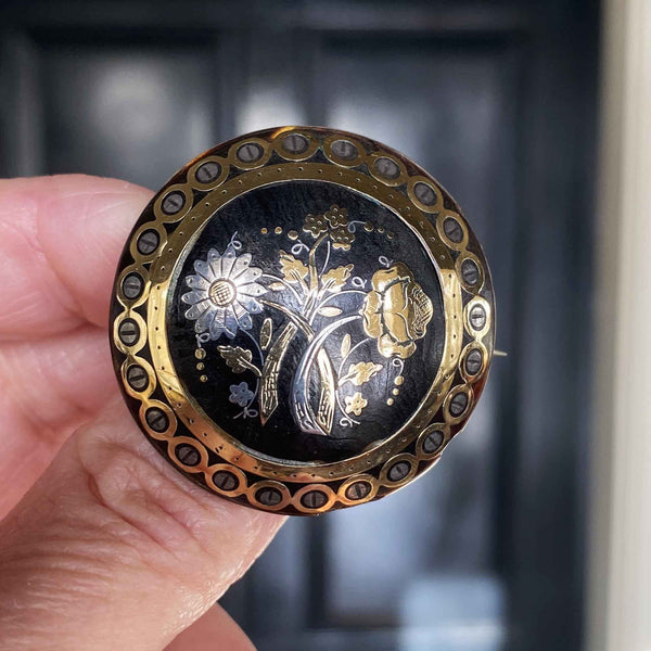 Antique Victorian Gold & Silver Pique Brooch - Boylerpf
