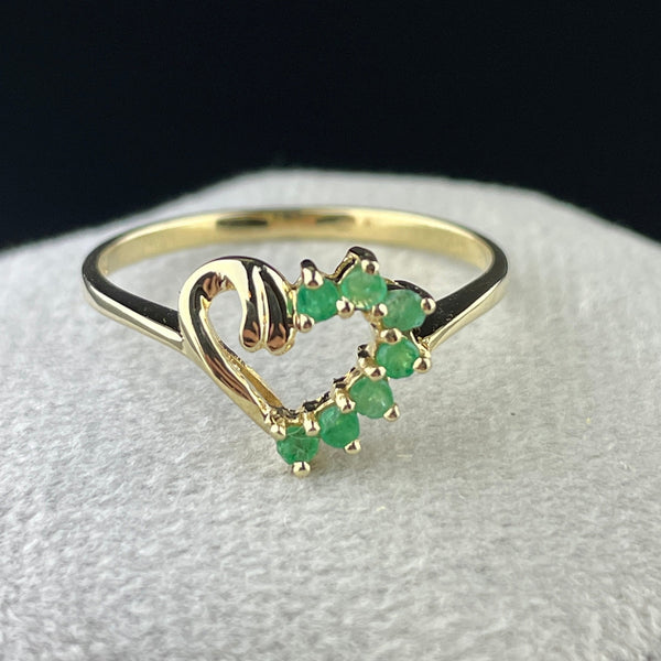Vintage 10K Gold Emerald Heart Sweetheart Ring, Sz 7.5 - Boylerpf
