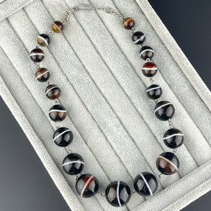 Vintage Silver Scottish Banded Agate Necklace - Boylerpf