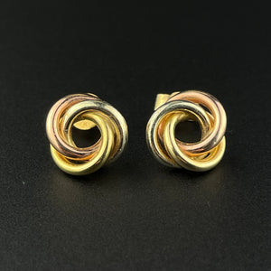 Vintage Love Knot Three Tone Gold Post Earrings - Boylerpf