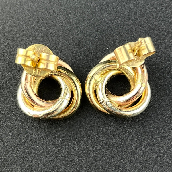 Vintage Love Knot Three Tone Gold Post Earrings - Boylerpf