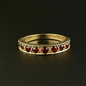 Vintage Garnet Half Eternity Gold Band Ring, Sz 6 - Boylerpf