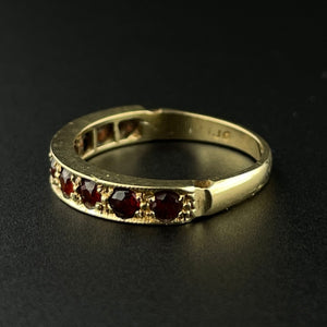 Vintage Garnet Half Eternity Gold Band Ring, Sz 6 - Boylerpf