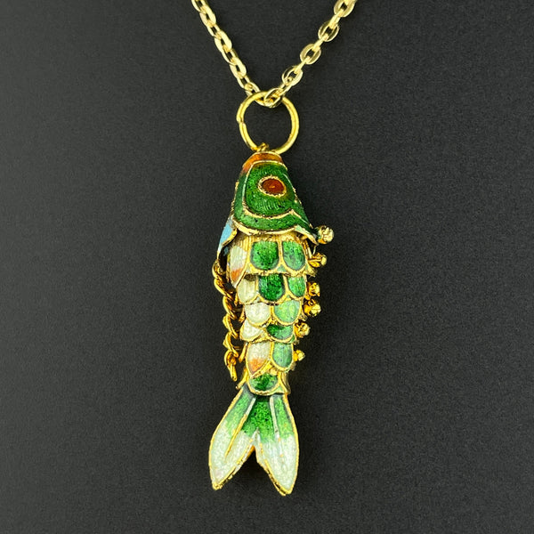 14K Gold Vintage Articulated Fish Charm Pendant Necklace – Boylerpf