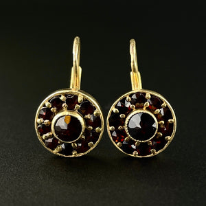 Vintage Garnet Circular Silver Gold Vermeil Earrings - Boylerpf