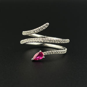 Ruby Topaz Silver Snake Wrap Statement Ring, Sz 7 - Boylerpf