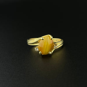 Vintage 10K Gold Tiger's Eye Engagement Ring, Sz 5 1/2 - Boylerpf