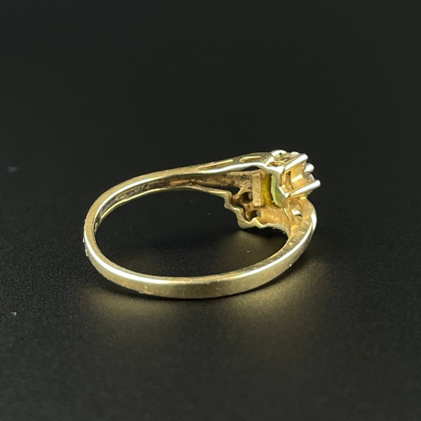 Vintage 10K Gold Peridot Modernist Promise Ring, Sz 6 3/4 - Boylerpf