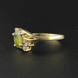 Vintage 10K Gold Peridot Modernist Promise Ring, Sz 6 3/4 - Boylerpf