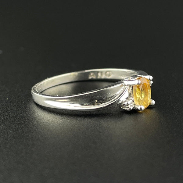 10K White Gold Diamond Citrine Engagement Ring, Sz 6 - Boylerpf