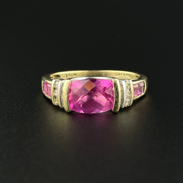 Vintage Diamond Checkerboard Cut Pink Sapphire Ring, Sz 6 3/4 - Boylerpf