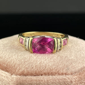 Vintage Diamond Checkerboard Cut Pink Sapphire Ring, Sz 6 3/4 - Boylerpf