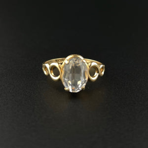 Vintage 10K Gold Crystal Infinity Solitaire Ring, Sz 3 1/2 - Boylerpf