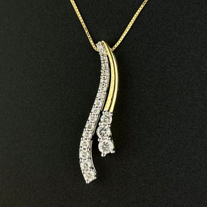 14K Yellow and White Gold Diamond Journey Style Pendant Necklace - Boylerpf